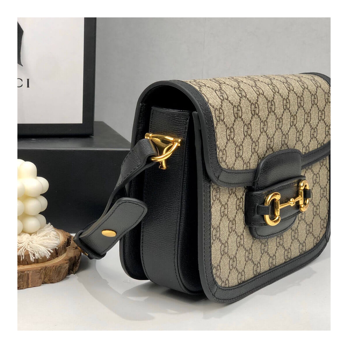 Gucci 1955 Horsebit GG Supreme Shoulder Bag 602204