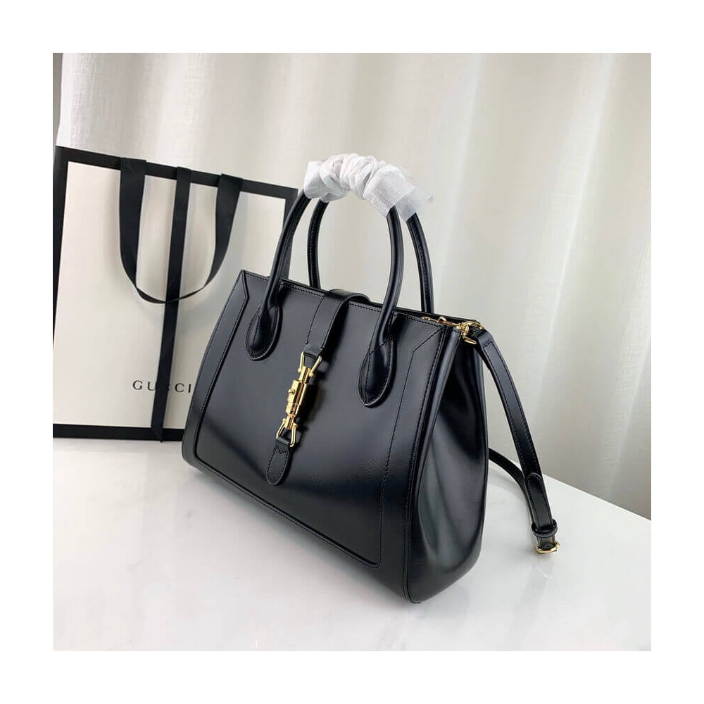 Gucci Jackie 1961 Medium Tote Bag in Black Leather 649016