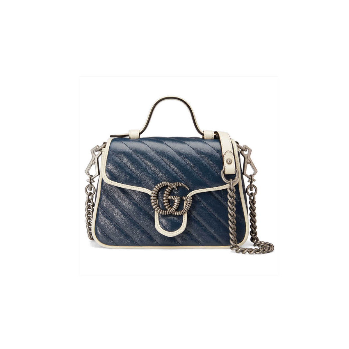 Gucci GG Marmont Mini Top Handle Bag 583571 Blue