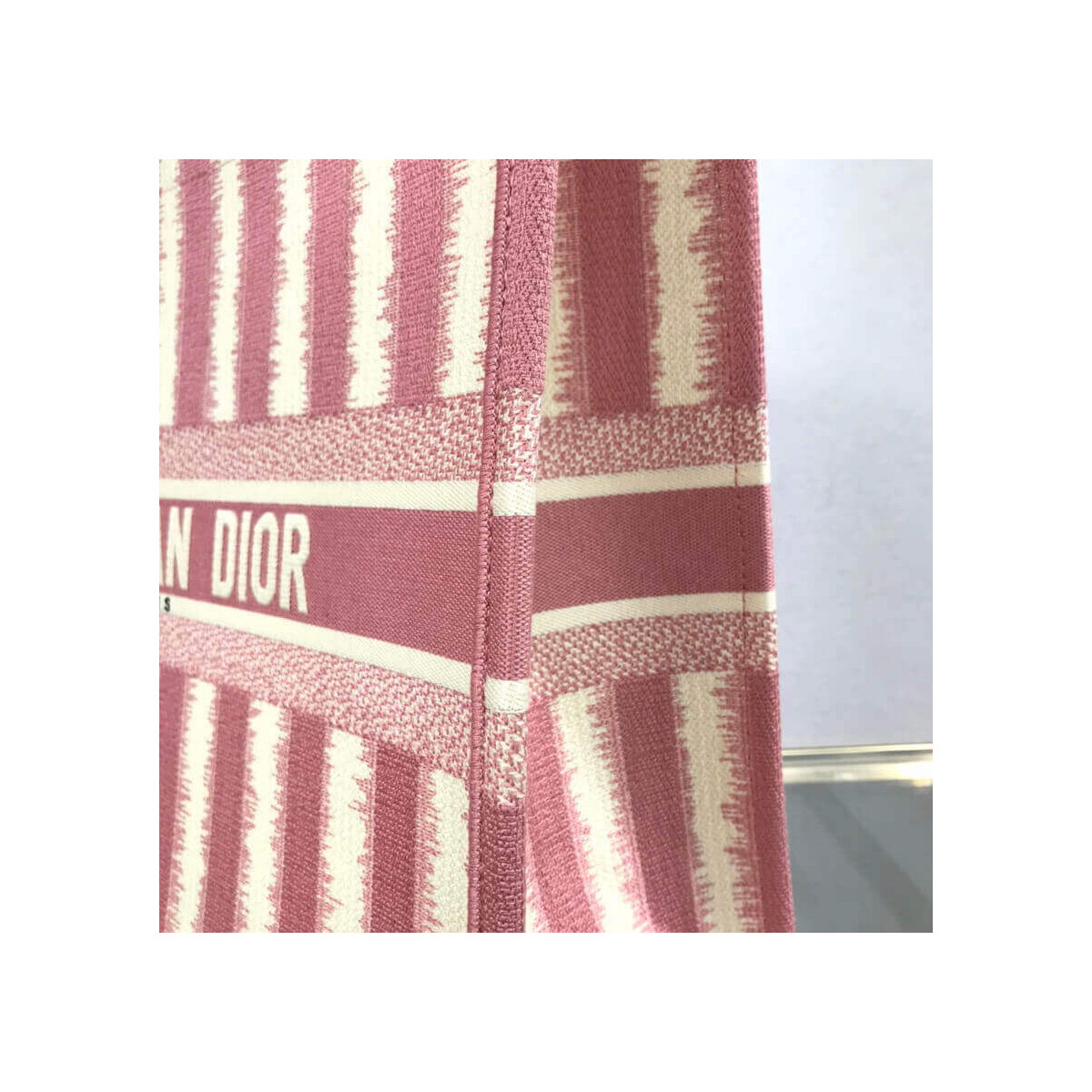 Dior Book Tote Pink D-Stripes Embroidery M1286