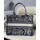 Dior Small Book Tote Blue Toile de Jouy Reverse Embroidery M1296