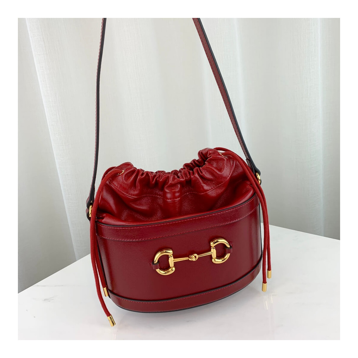 Gucci 1955 Horsebit Bucket Bag 602118 Red