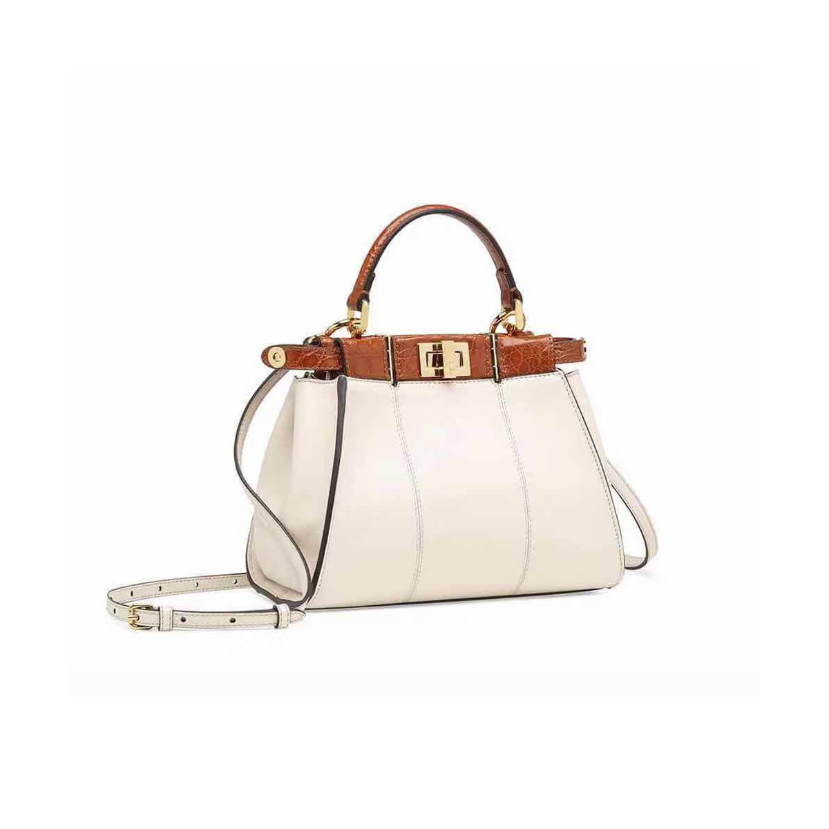 Fendi Peekaboo Iconic Mini Leather Bag 8BN244 White