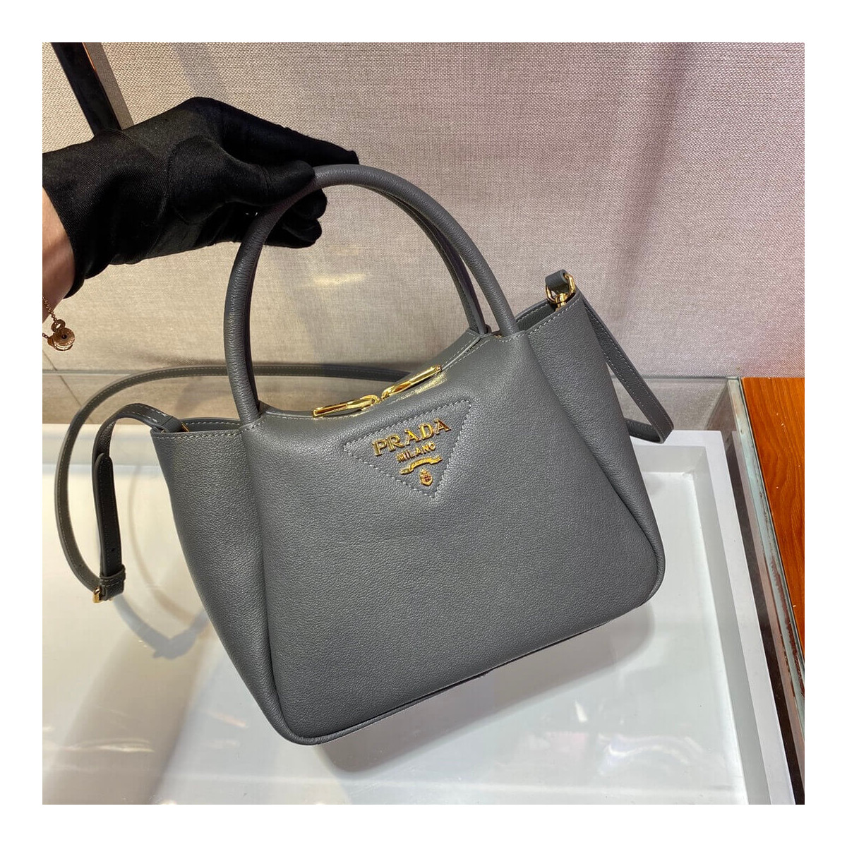 Prada Deerskin Leather Should Tote Bag 1BC145