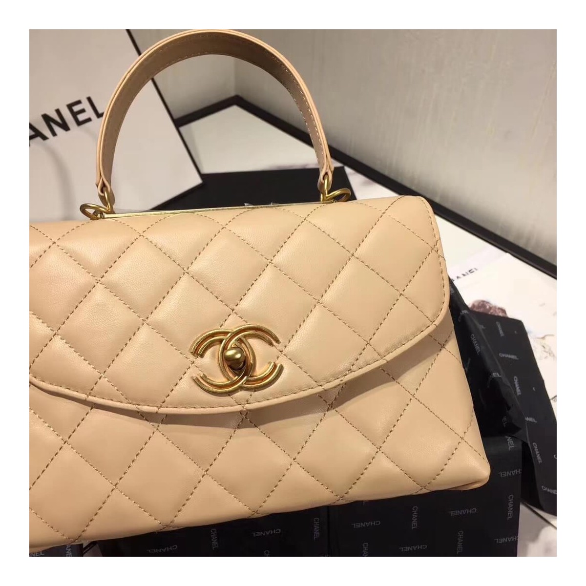 Chanel Flap Bag With Top Handle AS1174