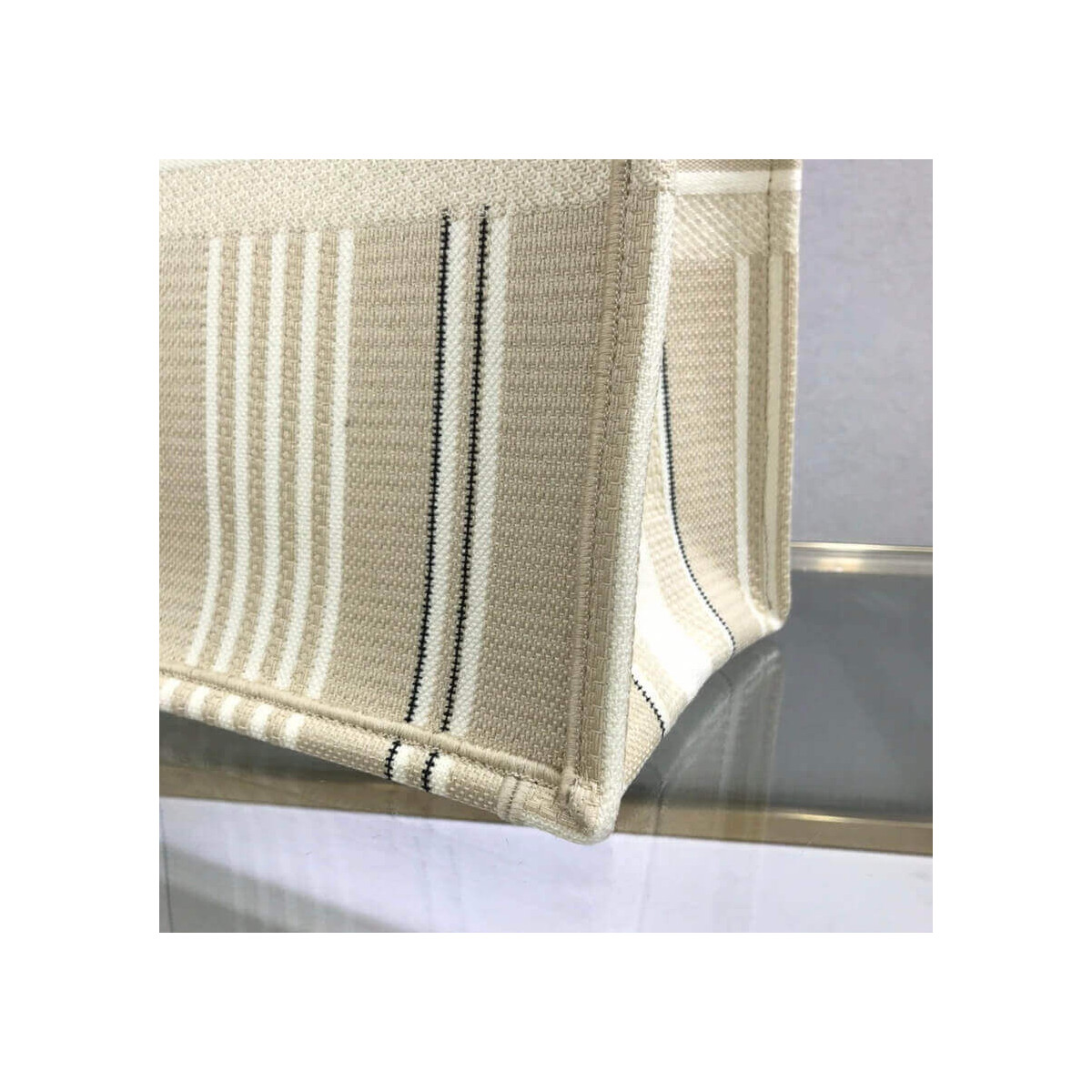 Dior Book Tote Beige Stripes Embroidery M1286