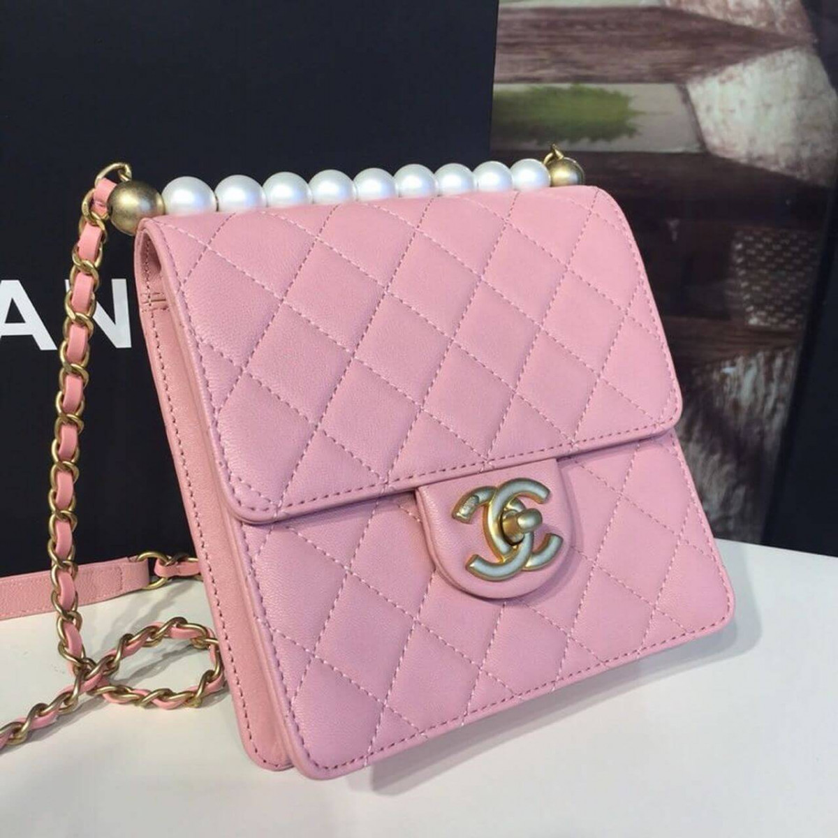 Chanel Small Pearl Chain Flap Bag AS0584