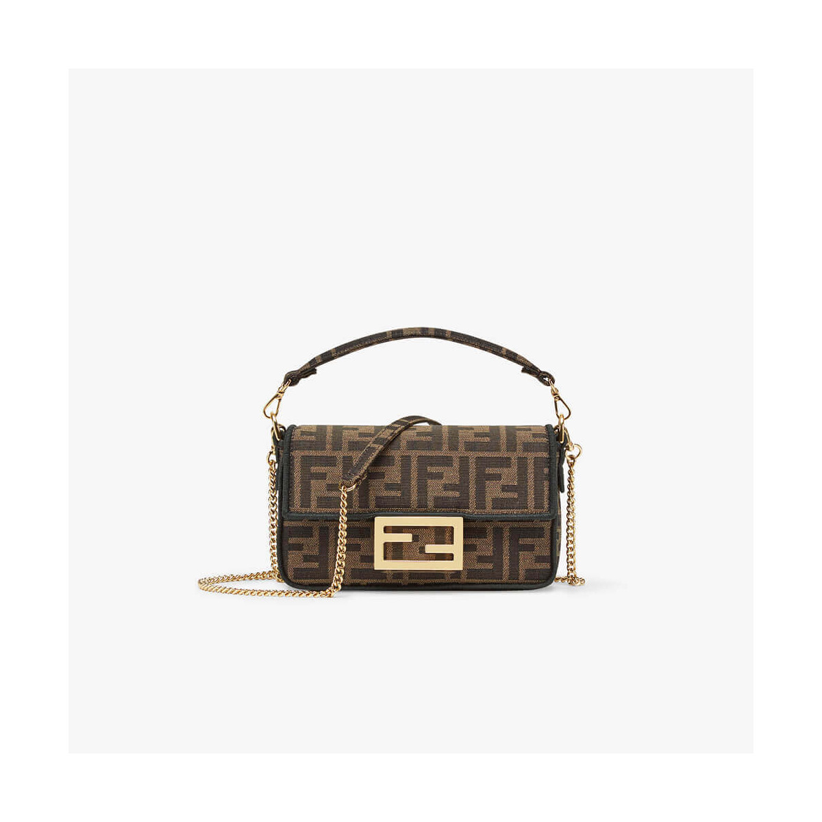 Fendi Mini Baguette Bag in Brown Fabric 8BS017