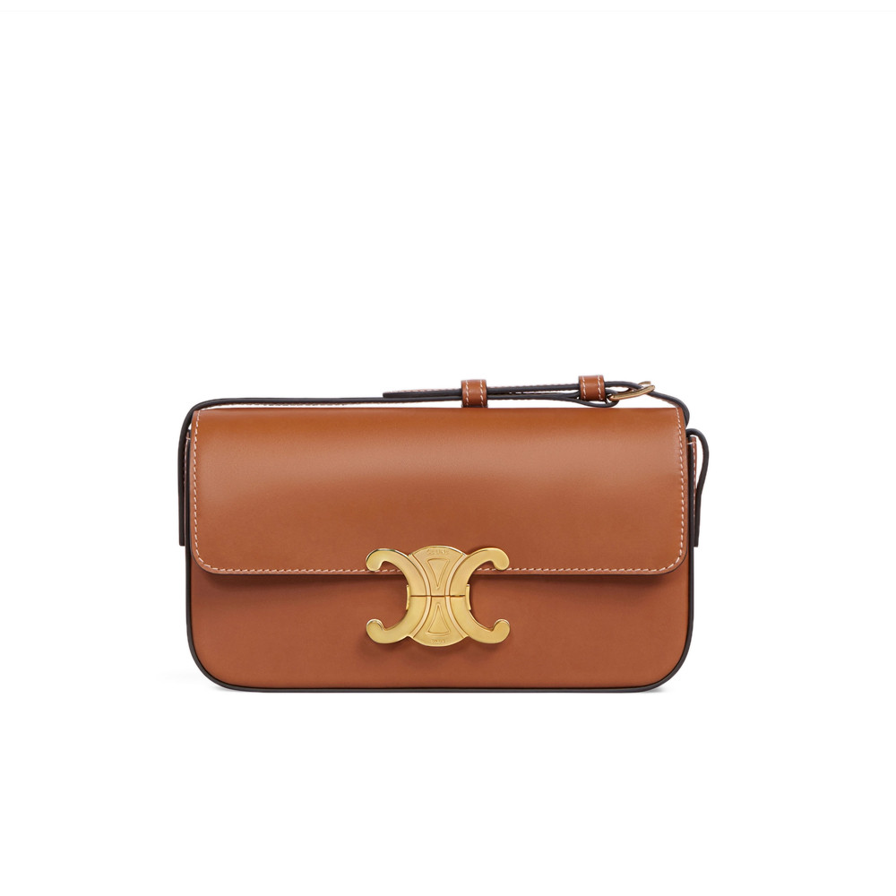 Celine Triomphe Shoulder Bag In Natural Calfskin 194143 Tan