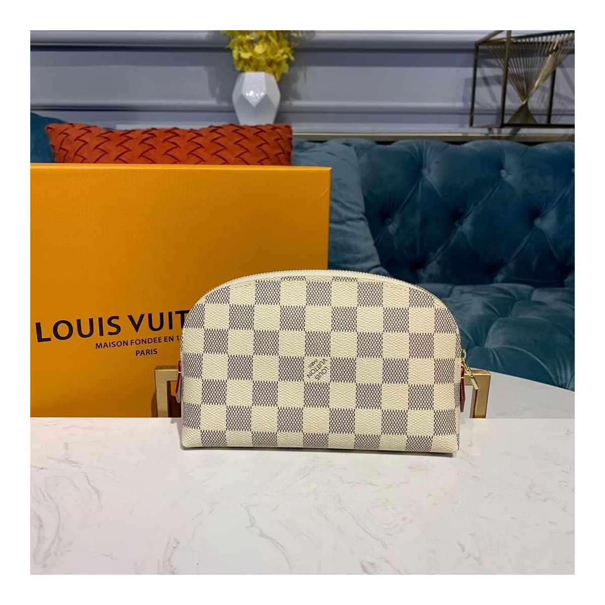 Louis Vuitton Damier Azur Cosmetic Pouch N60024