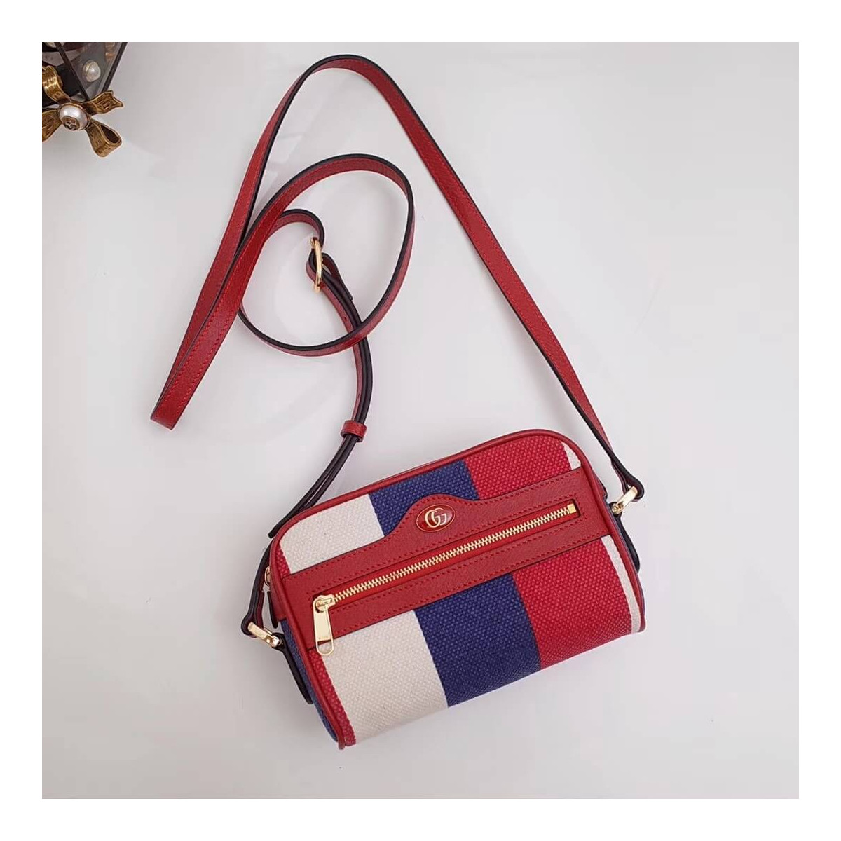 Gucci Ophidia Sylvie Stripe Canvas Mini Bag 517350