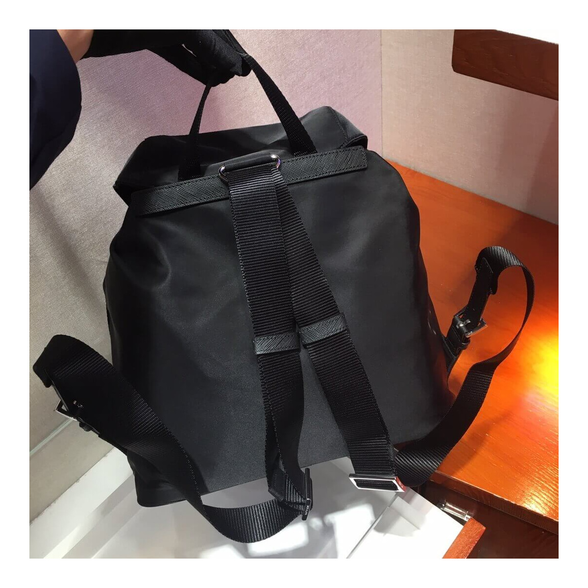 Prada Nylon and Saffiano Leather Backpack 1BZ005