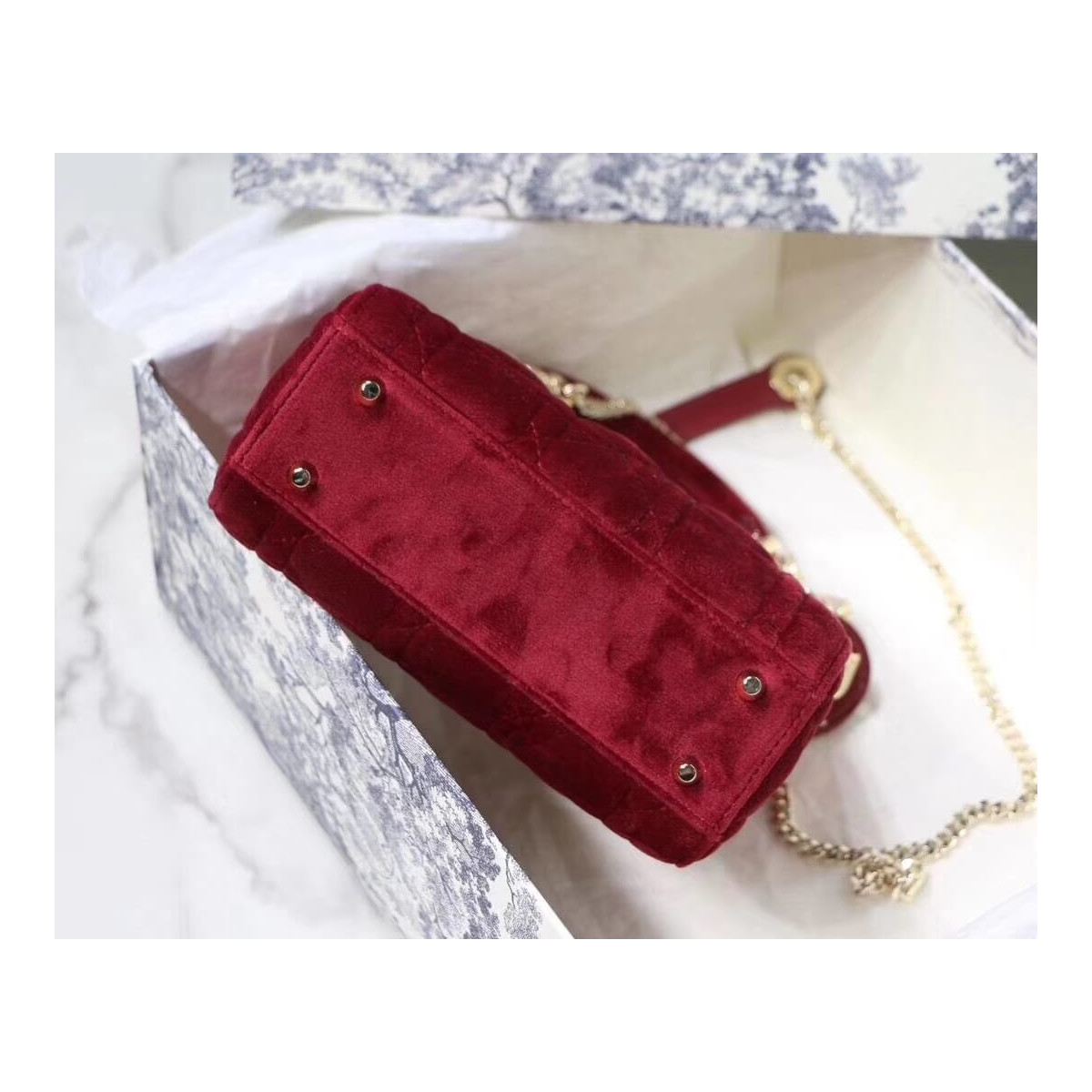 Christian Dior Velvet Mini Lady Dior Bag M505S