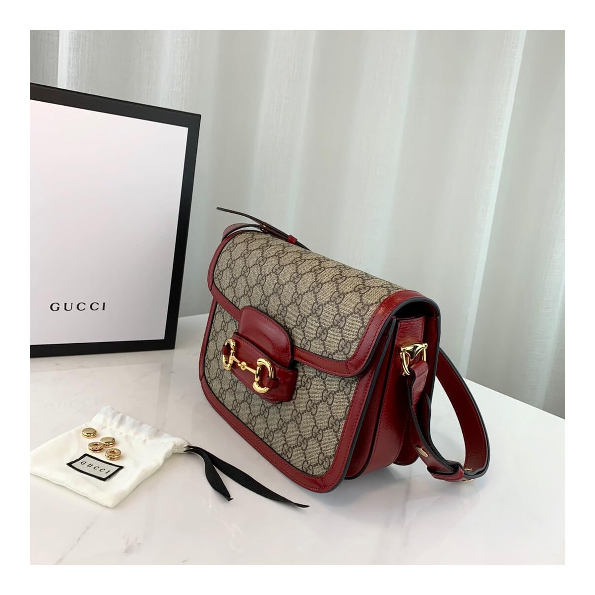 Gucci 1955 Horsebit GG Supreme Shoulder Bag 602204