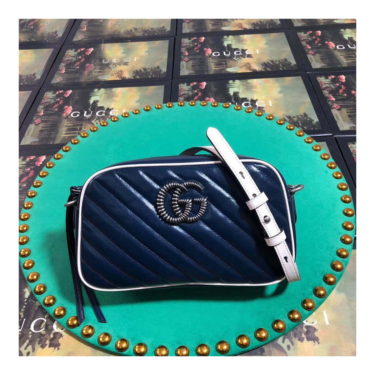 Gucci GG Marmont Small Shoulder Bag 447632 Blue