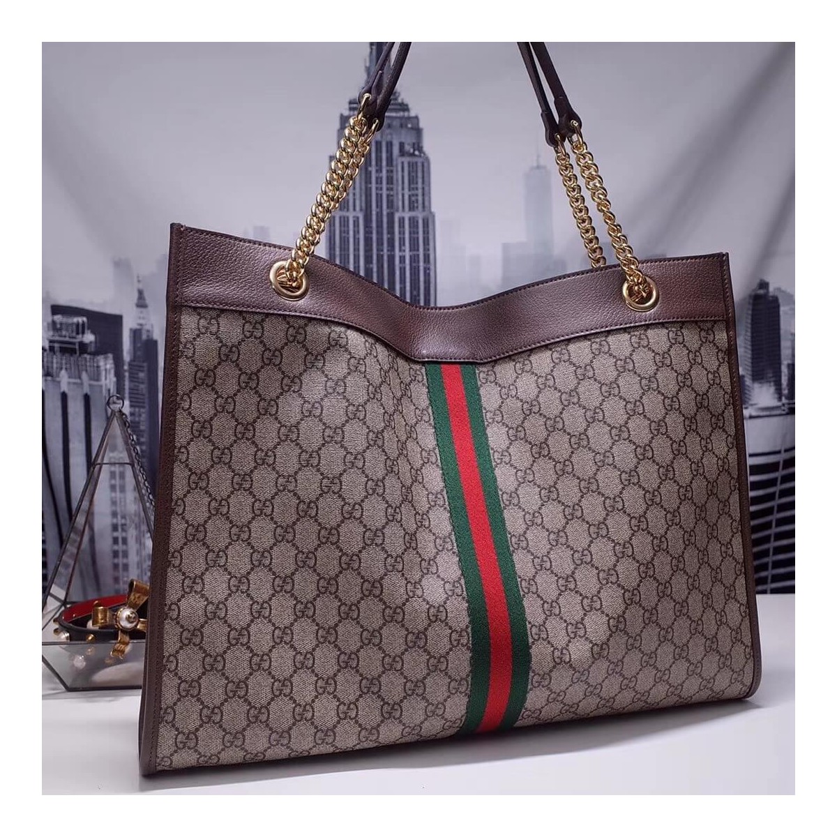 Gucci Exclusive Rajah GG Tote 537219 Coffee