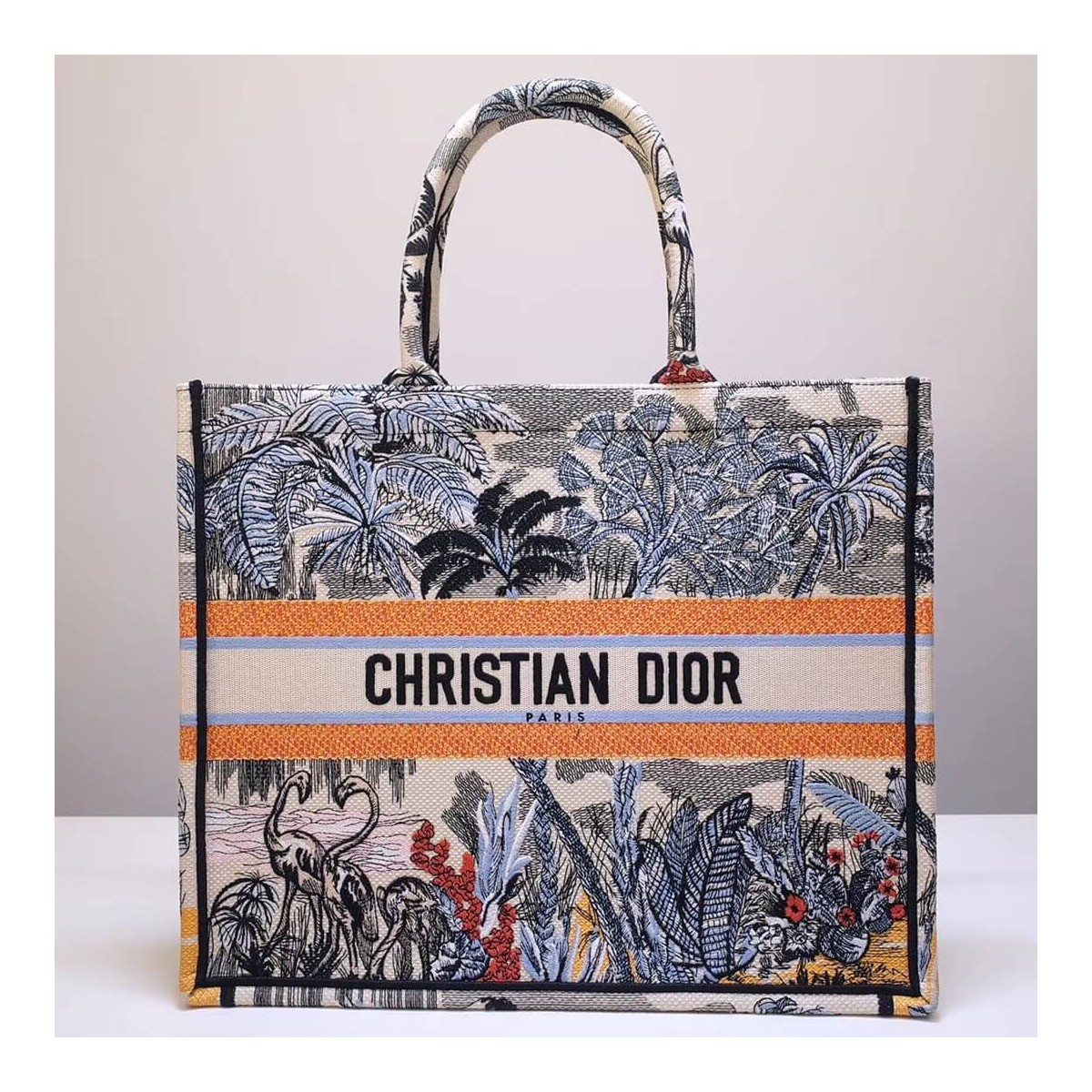 Christian Dior Book Tote Bag In Embroidered Canvas M1286