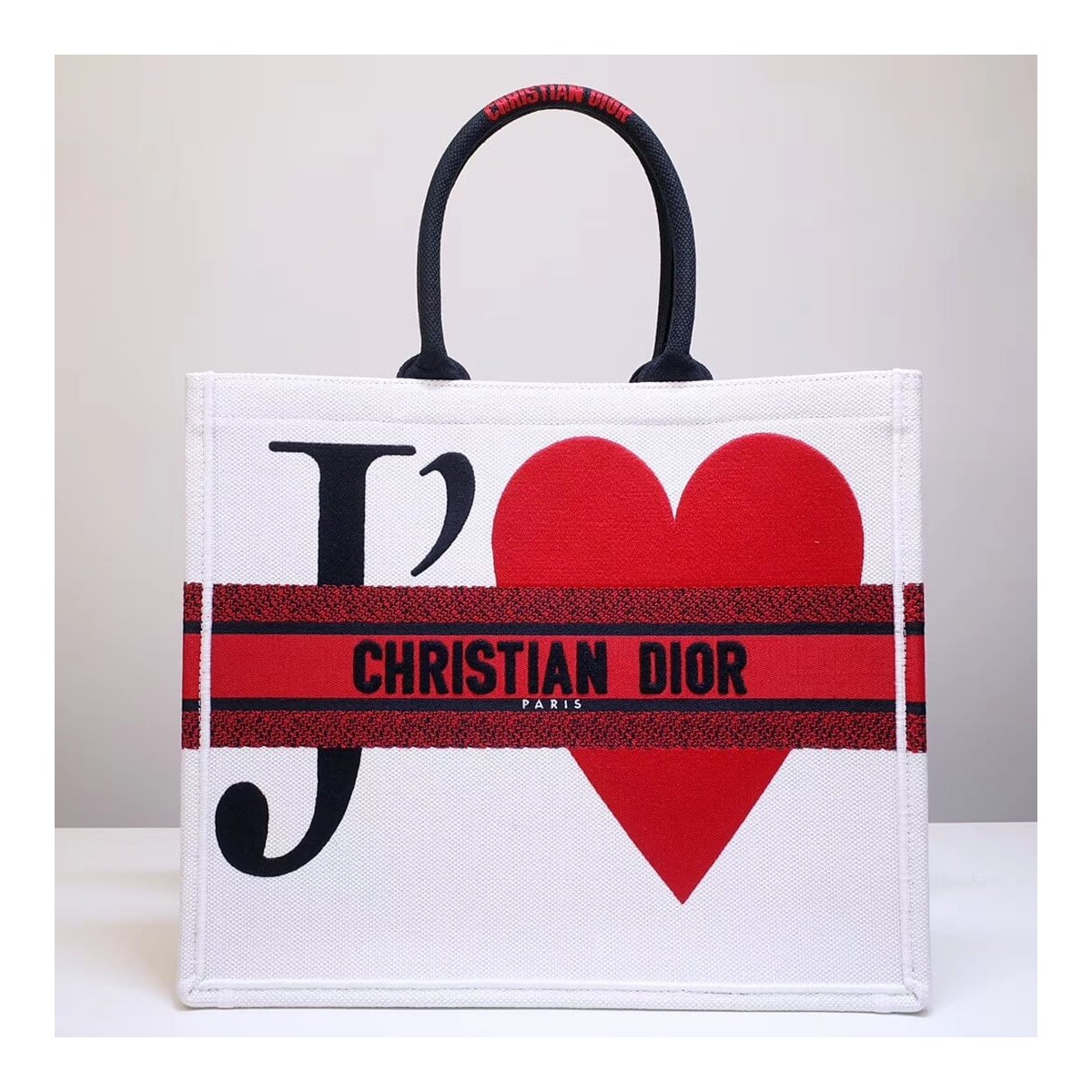 Dior Book Tote Bag With Red Heart M1286