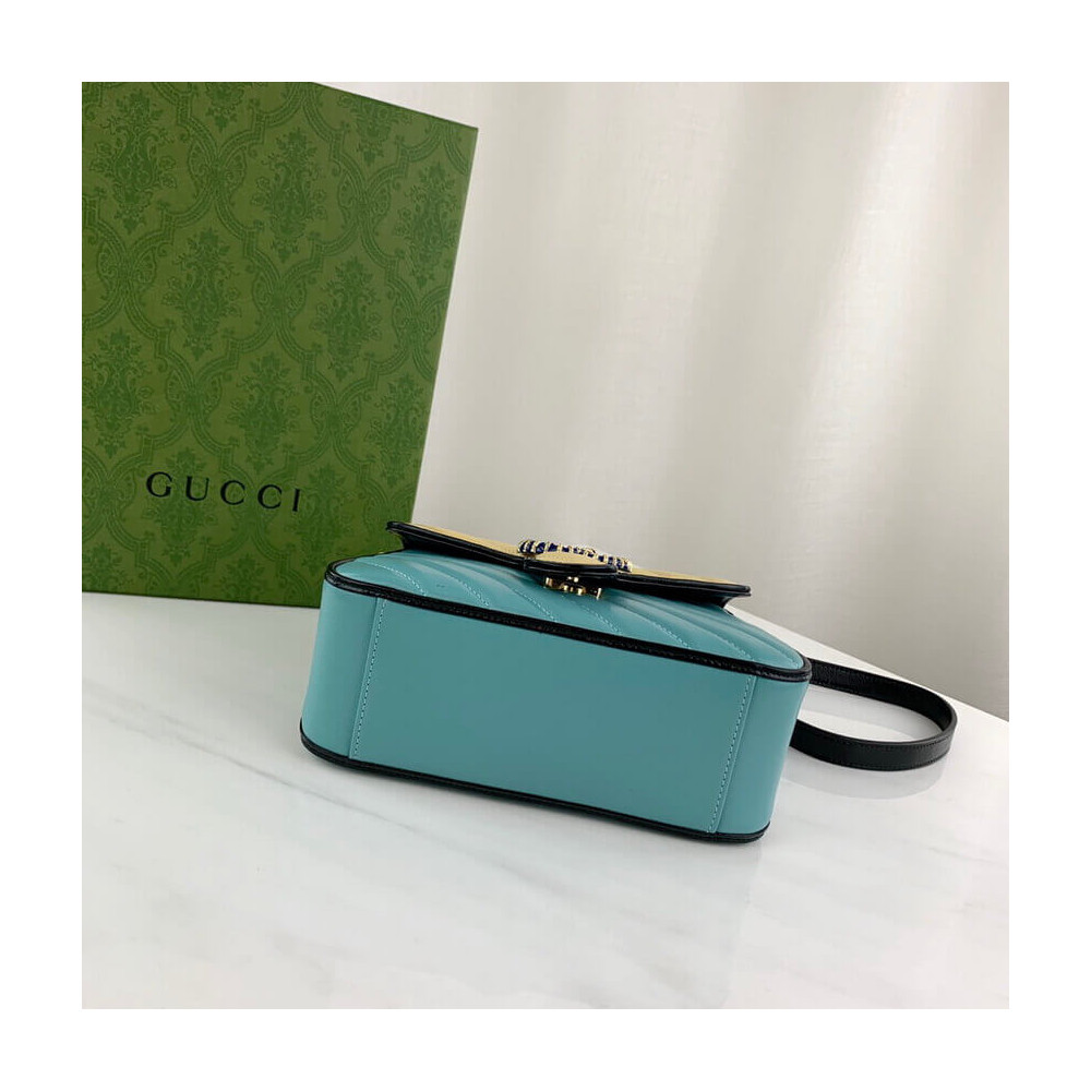 Gucci GG Marmont Mini Bag 583571 Butter and Pastel Blue Leather