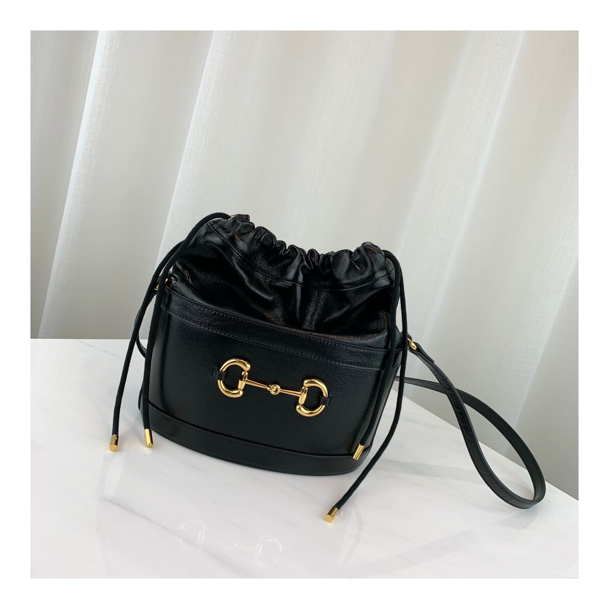 Gucci 1955 Horsebit Bucket Bag 602118 Black