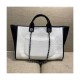 Chanel Wool Felt Deauville Shopping Bag A60598 White/Black