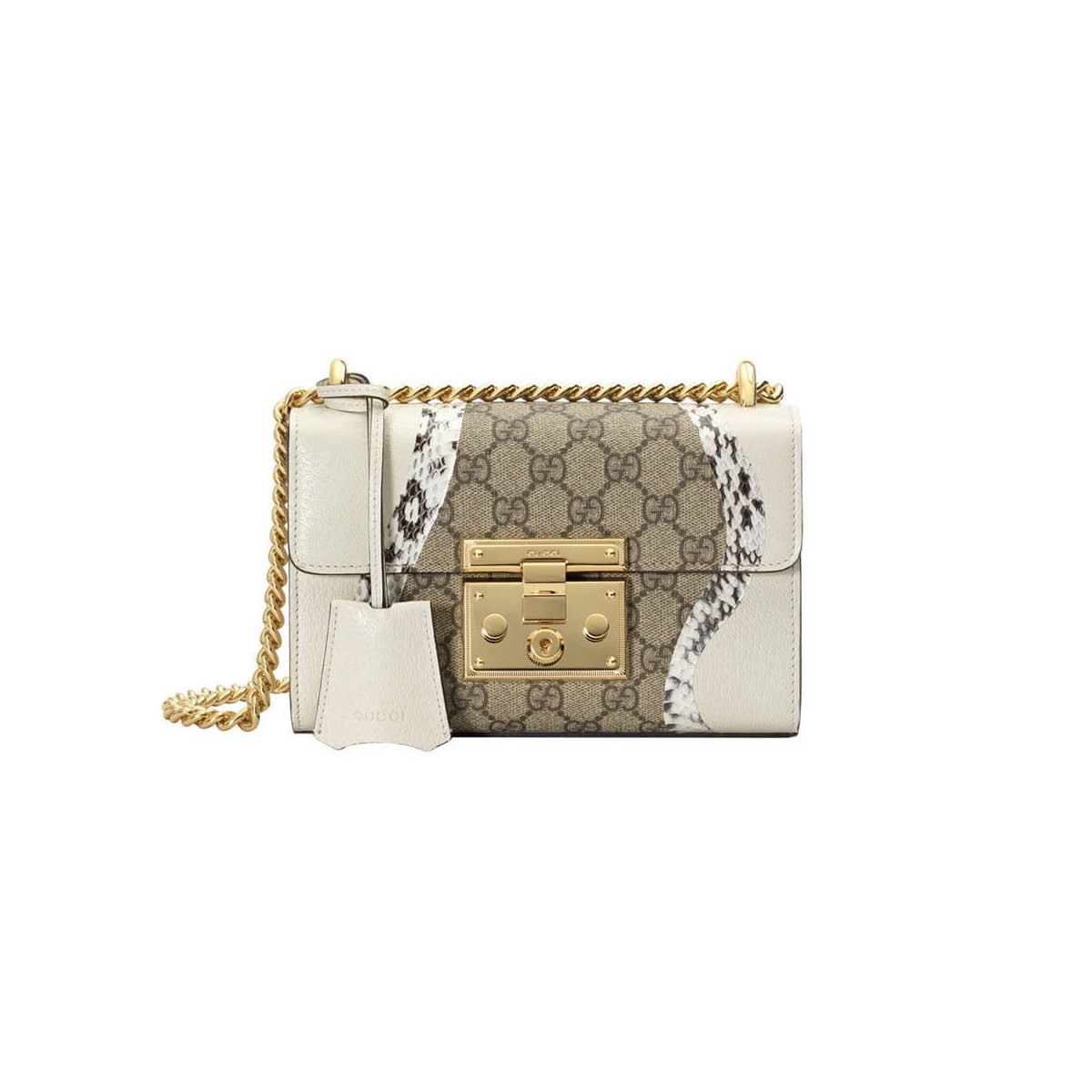 Gucci Padlock Snakeskin Small Shoulder Bag 432182 White