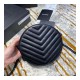 Saint Laurent Vinyle Round Camera Bag In Chevron-quilted Smooth Leather 6104361