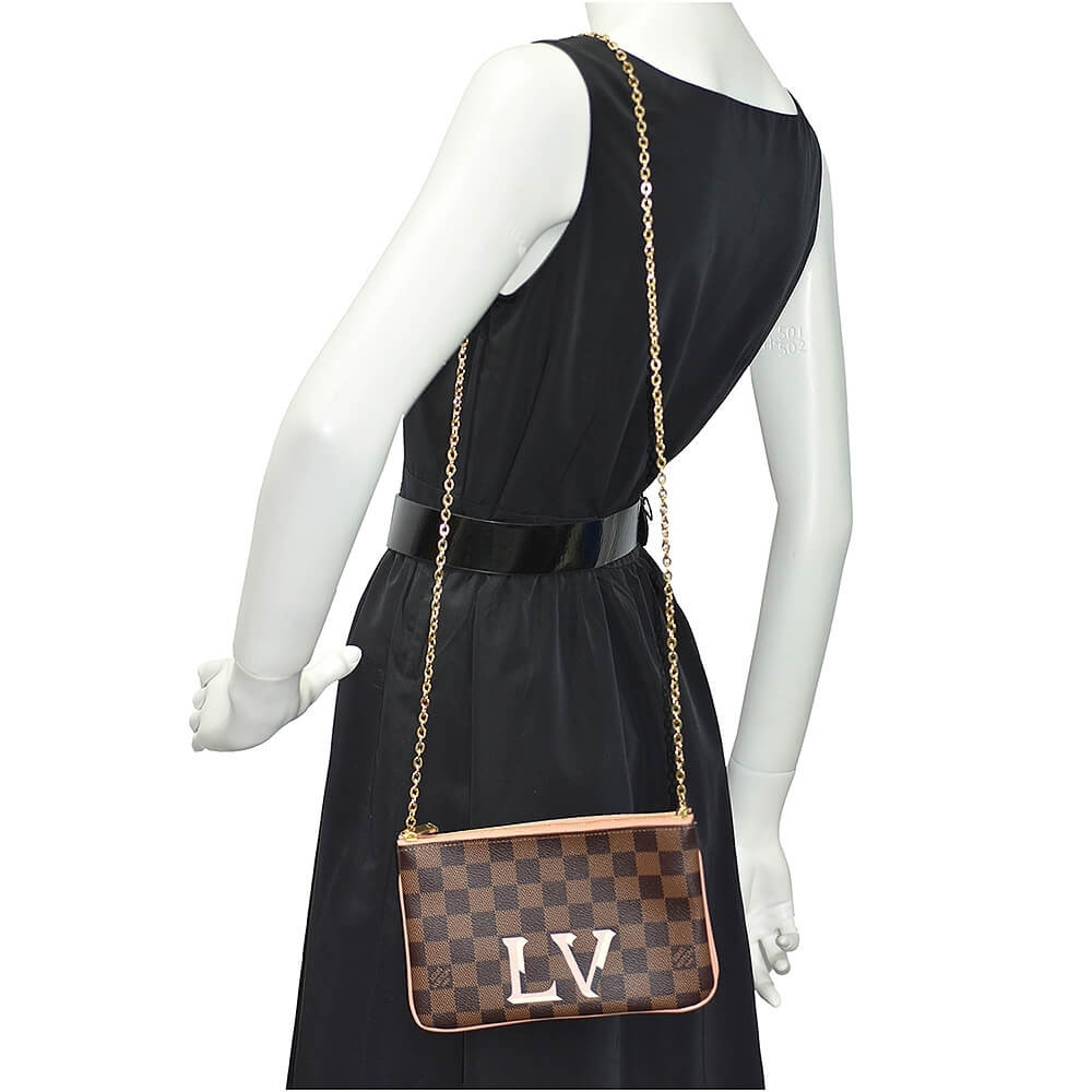 Louis Vuitton Damier Ebene Double Zip Pochette N60254