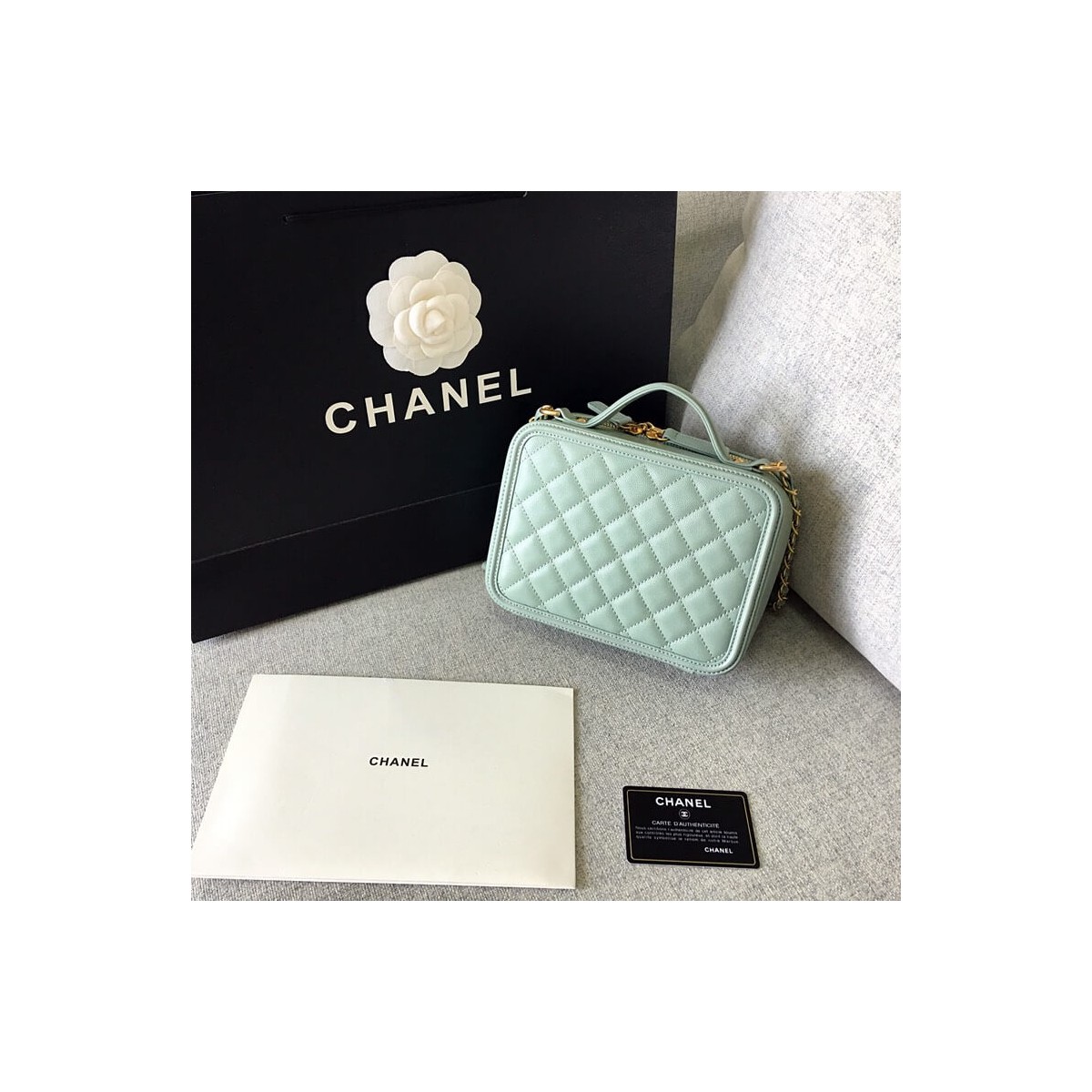 Chanel Quilted Caviar Small Vanity Case A93342