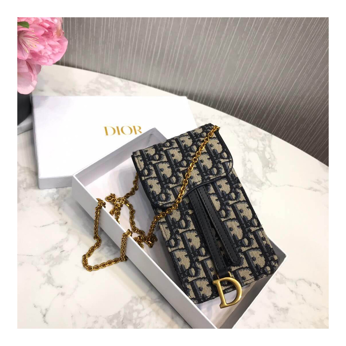 Christian Dior Oblique Saddle Chain For Phone M019