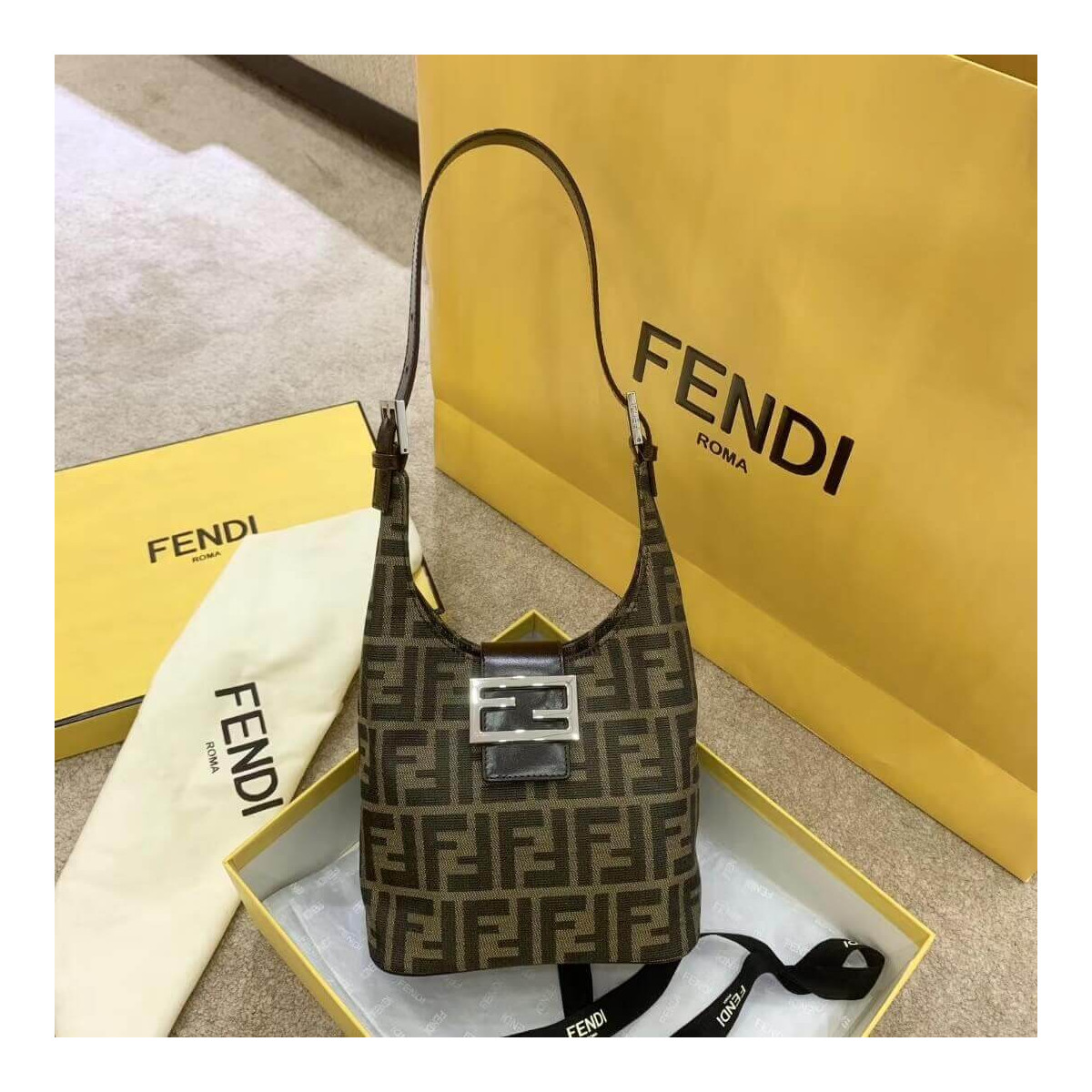 Fendi Vintage Zucca Shoulder Bag H015