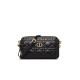 Dior Caro Double Pouch Black Supple Cannage Calfskin M9237