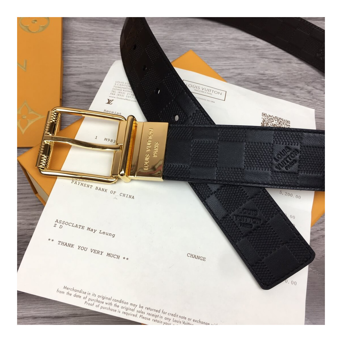 Louis Vuitton Damier Print 40mm Reversible Belt M9150