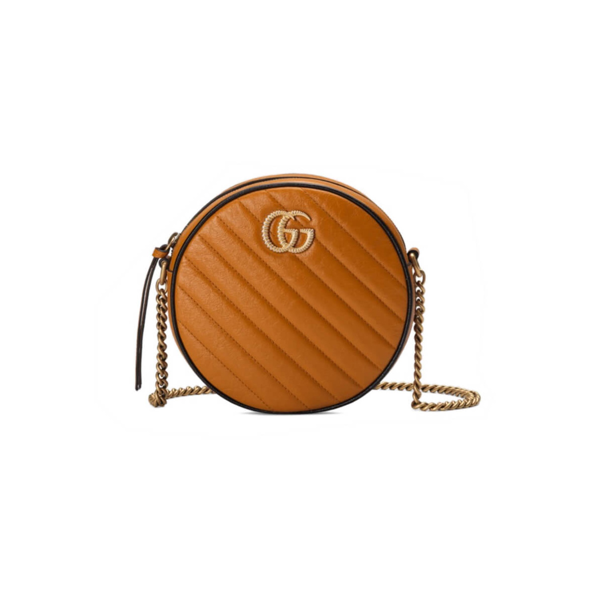 Gucci GG Marmont Mini Round Shoulder Bag 550154 Cognac