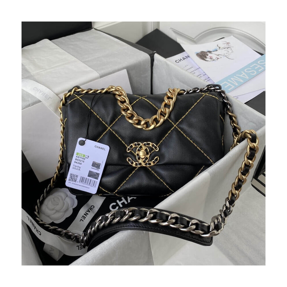 Chanel 19 Flap Bag Black AS1160 B03215