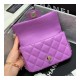 Chanel Small Pearl Logo Strap Flap Bag AS1436 Purple