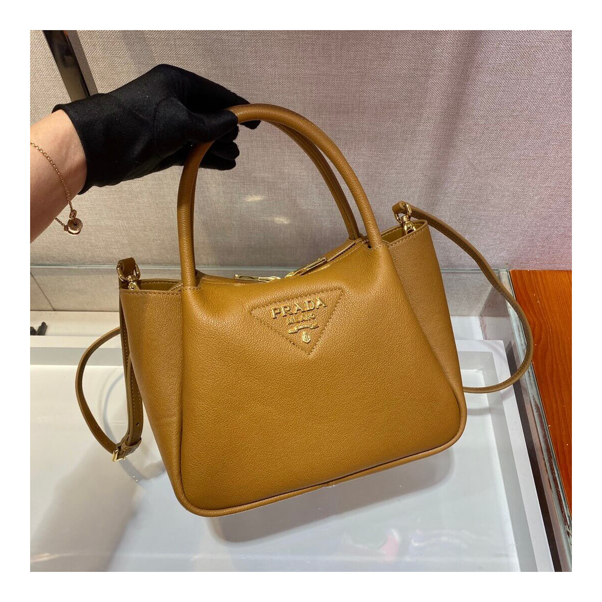 Prada Deerskin Leather Should Tote Bag 1BC145