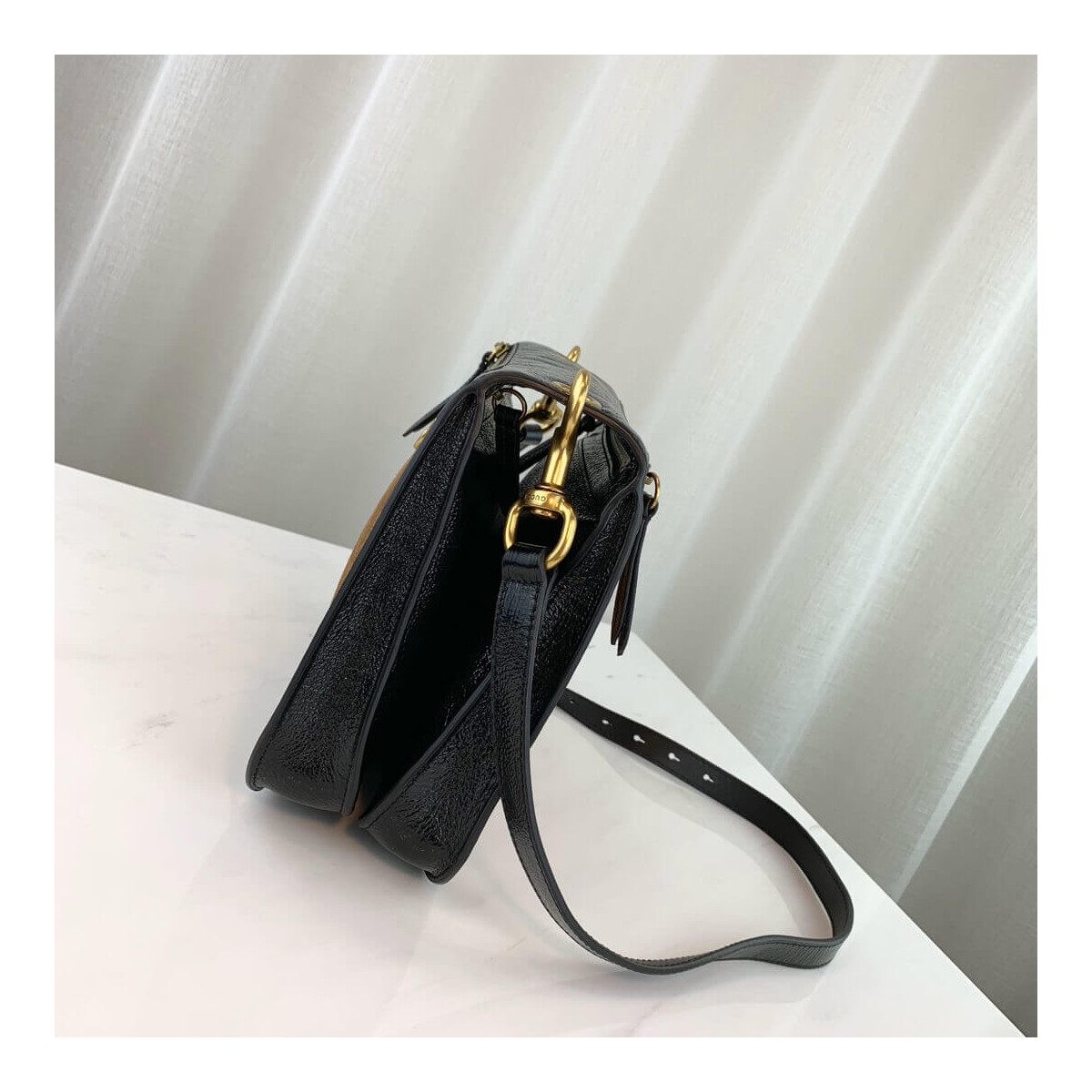 Gucci Ophidia Web Suede Saddle Bag 523658