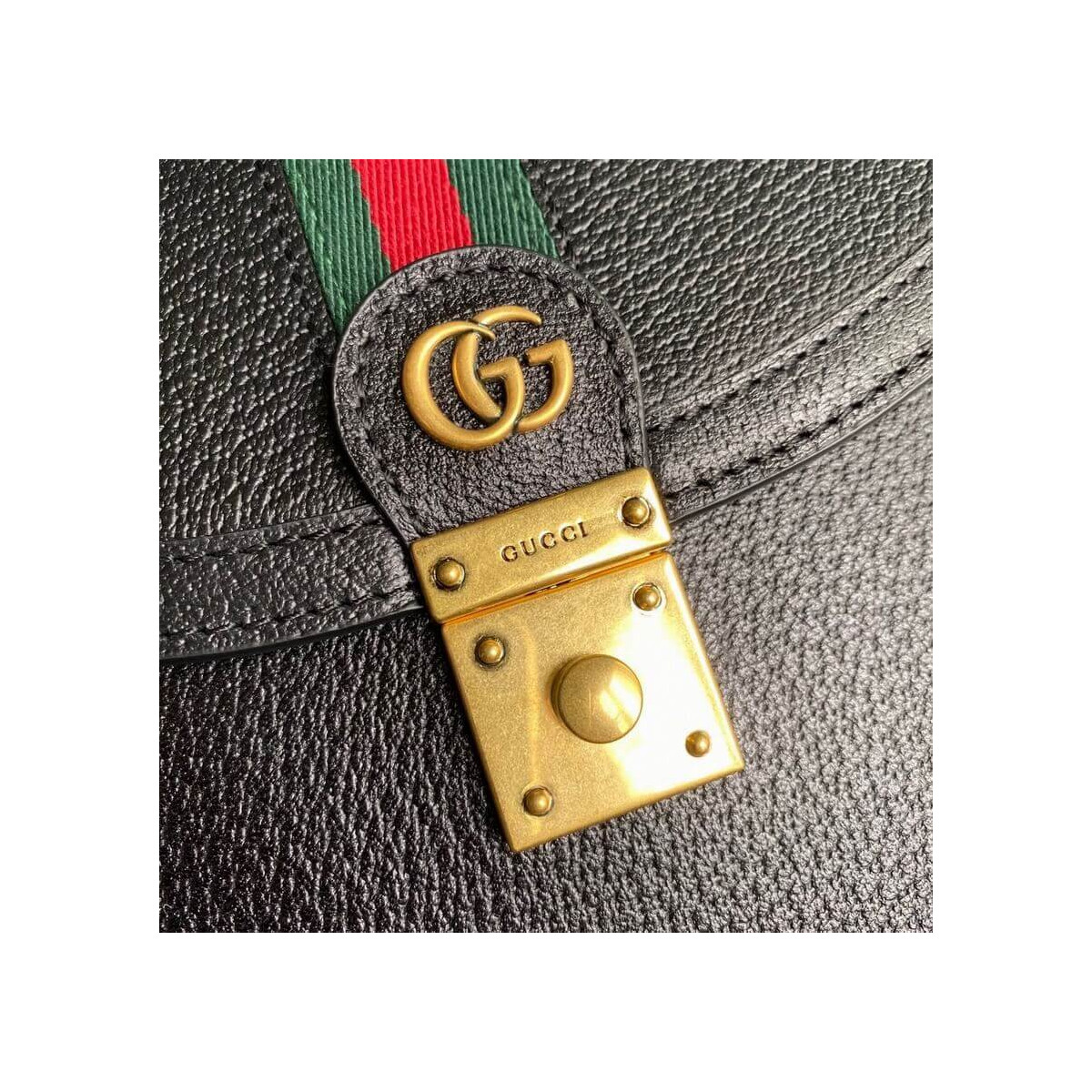 Gucci Ophidia Leather Small Top Handle Bag With Web 651055