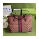 Gucci Ophidia Medium Tote With Web in Burgundy GG Canvas 631685