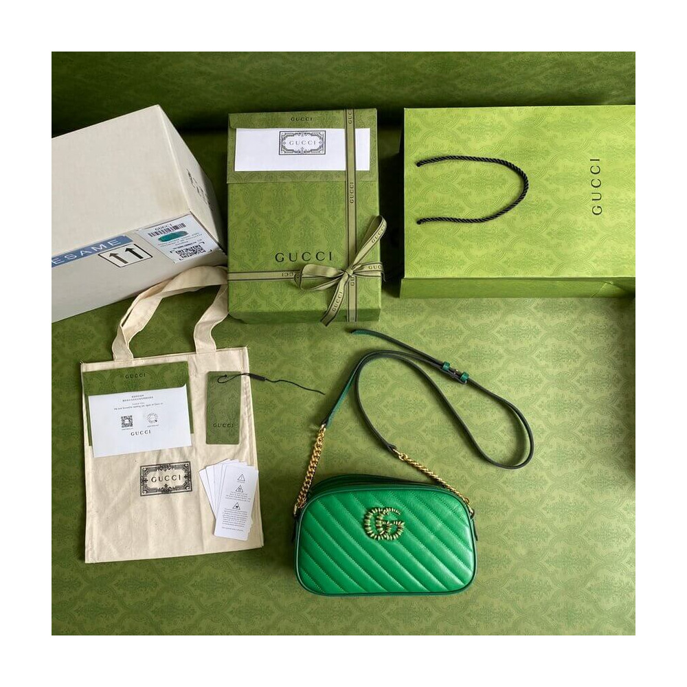 Gucci GG Marmont Small Shoulder Bag 447632 Green and Emerald Leather