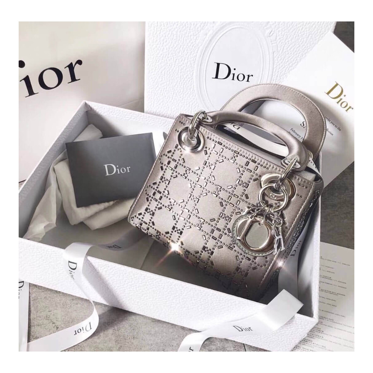 Christian Dior Rhinestones Mini Lady Dior Bag M0500