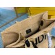 Fendi Sunshine Large Shopper Woven Raffia Tote 8BH372 Beige