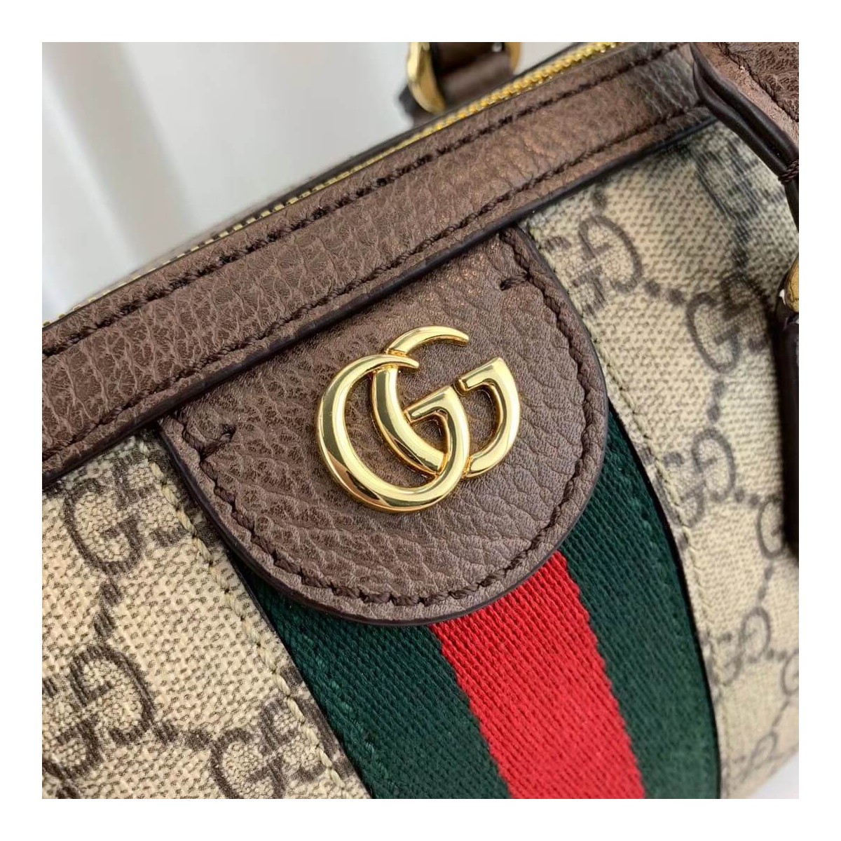 Gucci Ophidia GG Medium Top Handle Bag 524532 Coffee