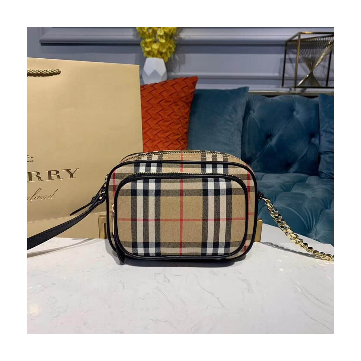 Burberry Vintage Check Cotton Camera Bag 80159461