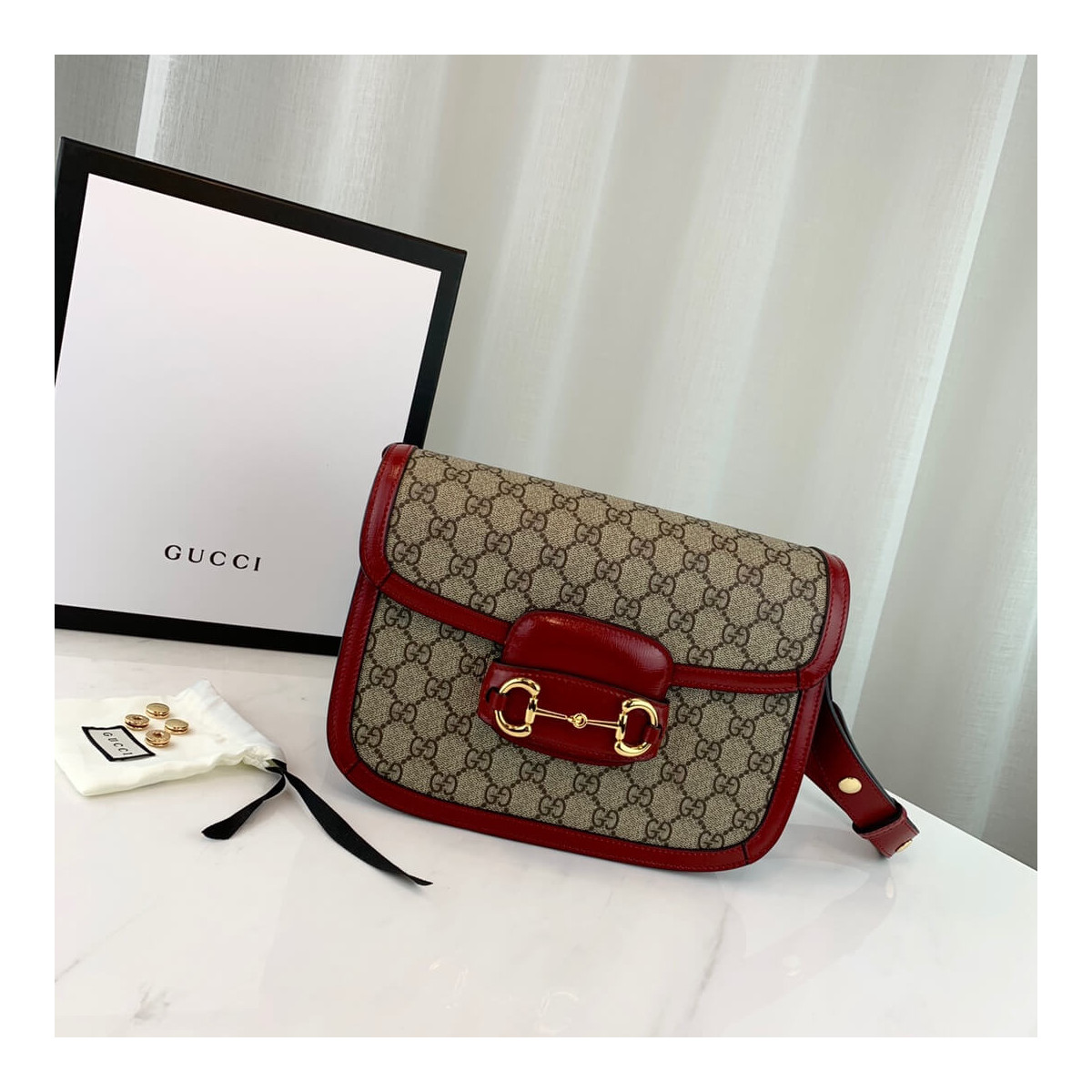 Gucci 1955 Horsebit GG Supreme Shoulder Bag 602204