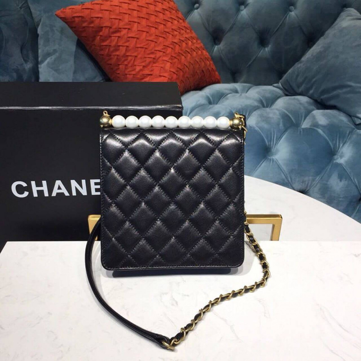 Chanel Small Pearl Chain Flap Bag AS0584