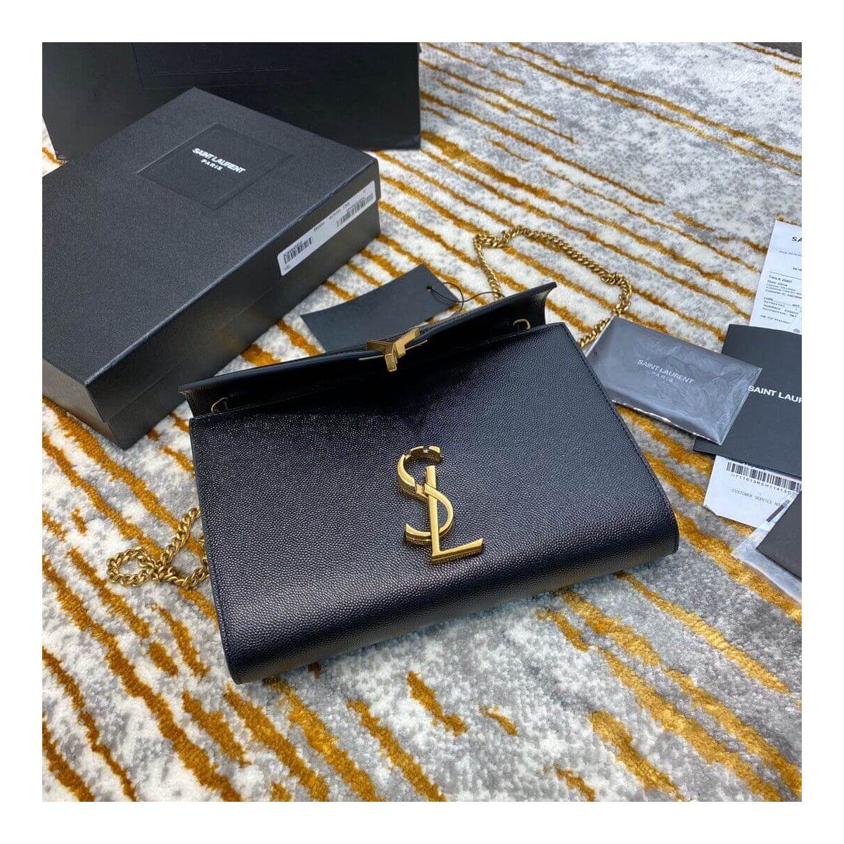 YSL Saint Laurent Cassandra Wallet On Chain In Grain Leather 582334