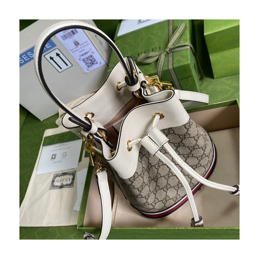 Gucci Ophidia Small GG Bucket Bag 550621 White