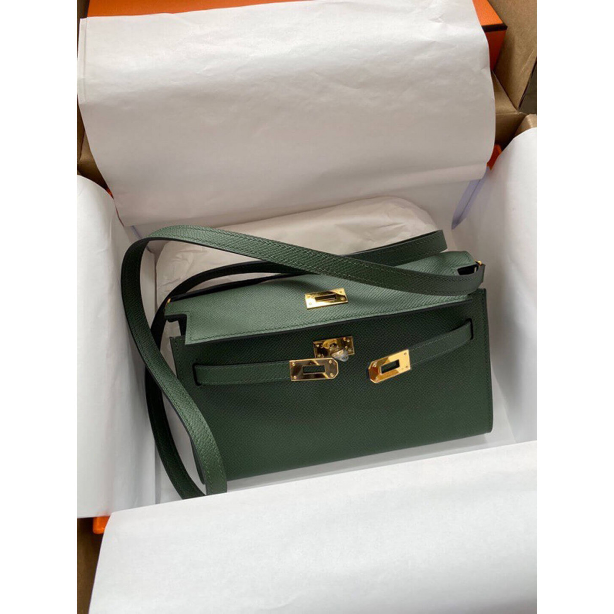 Hermes Kelly Wallet to Go Woc 499041 Army Green